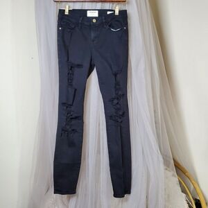 Frame Cigarette Jeans Black School Le Skinny 26 28x28 Super Stretch Distressed